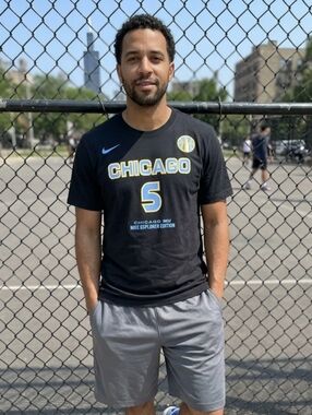 Nike Chicago Reese 5 Graphic Tee with Blue and Gold Trim